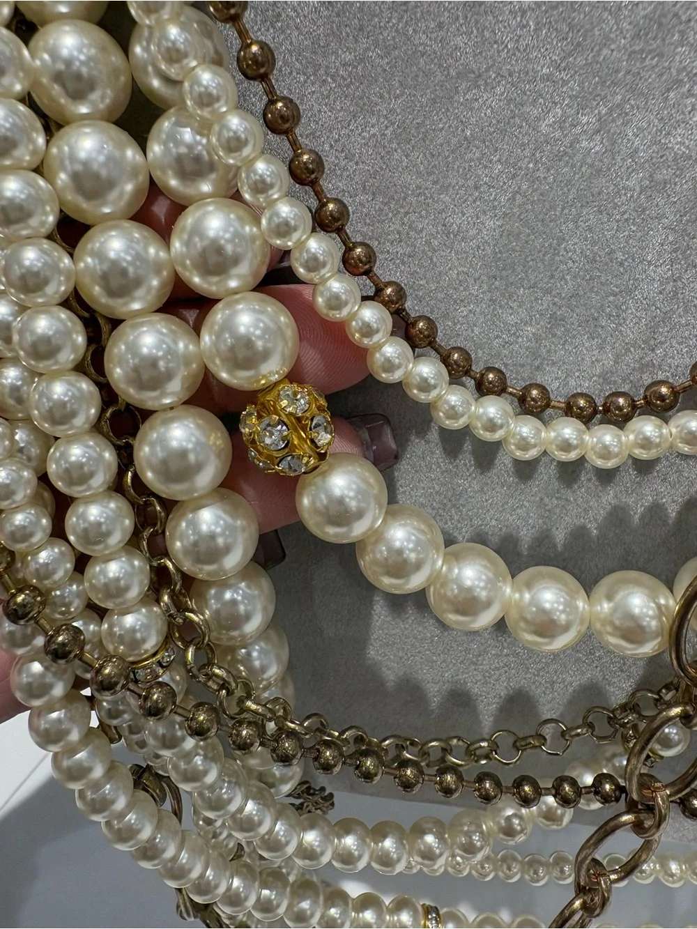Aldo Multi-Strand Pearl and Gold-Tone Layered Necklace
